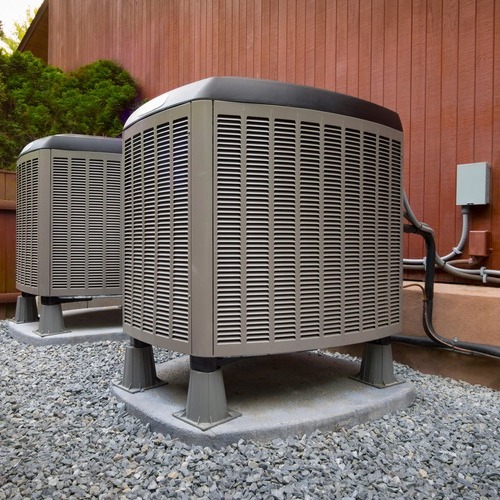 pair of outdoor air conditioning units